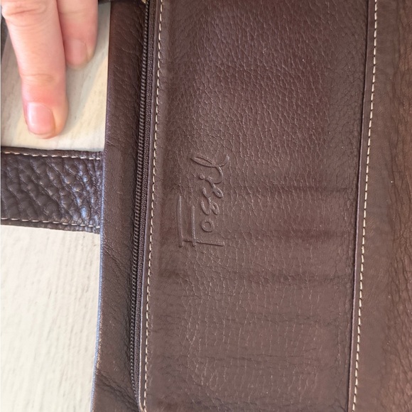 VTG FOSSIL Genuine Leather Wallet Brown BiFold w/ Snap & Zip - Picture 6 of 11